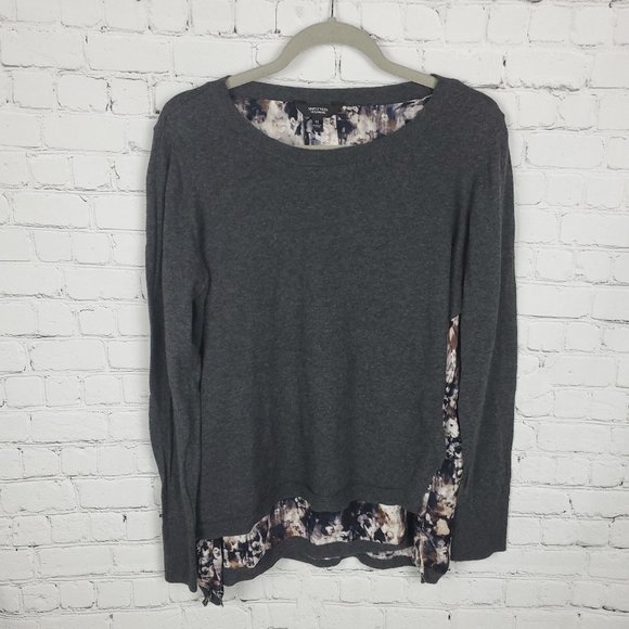 Simply Vera Vera Wang Sweaters - Simply Vera Wang Gray Sweater with Floral Lining